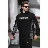 Madmext Siyah Kapüşonlu Baskılı Erkek Sweatshirt 7090