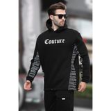 Madmext Siyah Kapüşonlu Baskılı Erkek Sweatshirt 7090,Siyah S
