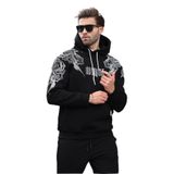Madmext Siyah Kapüşonlu Cep Detaylı Baskılı Erkek Sweatshirt 7052,Siyah M