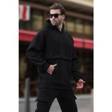 Madmext Siyah Kapüşonlu Cep Detaylı Erkek Sweatshirt 7092