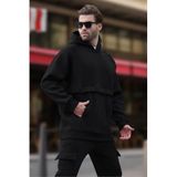 Madmext Siyah Kapüşonlu Cep Detaylı Erkek Sweatshirt 7092,Siyah S