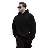 Madmext Siyah Kapüşonlu Cep Detaylı Polar Erkek Sweatshirt 7093,Siyah L