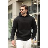 Madmext Siyah Kapüşonlu Kanguru Cep Erkek Sweatshirt E7163