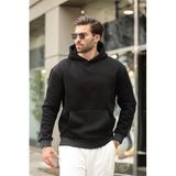 Madmext Siyah Kapüşonlu Kanguru Cep Erkek Sweatshirt E7163,Siyah M