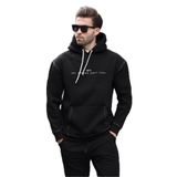 Madmext Siyah Kapüşonlu Nakış Detaylı Cepli Erkek Sweatshirt 7066,Siyah 2XL