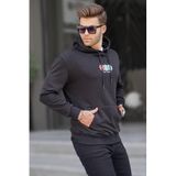 Madmext Siyah Kapüşonlu Nakışlı Erkek Sweatshirt 6145,Siyah M