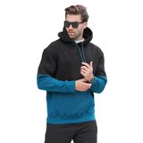 Madmext Siyah Kapüşonlu Renk Bloklu Baskı Detaylı Erkek Sweatshirt 7046,Siyah 2XL