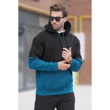 Madmext Siyah Kapüşonlu Renk Bloklu Baskı Detaylı Erkek Sweatshirt 7046,Siyah L