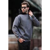 Madmext Siyah Kapüşonlu Renk Bloklu Nakış Detaylı Erkek Sweatshirt 7088