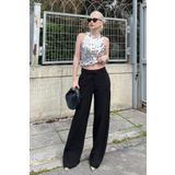 Madmext Siyah Kemerli Bol Paça Pantolon MG1992