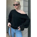 Madmext Siyah Madonna Yaka Kadın Kazak MG2274