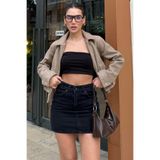 Madmext Siyah Mini Jean Etek Mg2099,Siyah 38