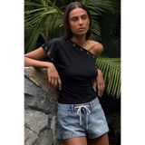 Madmext Siyah Off Shoulder Metal Detaylı Kadın Bluz Mg2671,Siyah S