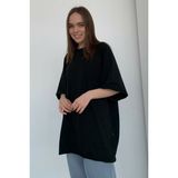 Madmext Siyah Oversize Basic Kadın Tişört