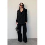Madmext Siyah Oversize Blazer Kadın Ceket Mg2445,Siyah L