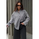 Madmext Siyah Oversize Kareli Kadın Gömlek MG2822 - XL