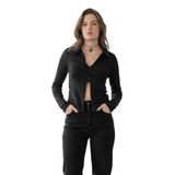 Madmext Siyah Polo Yaka Çift Fermuarlı Slim Fit Kadın Body Mg2652,Siyah L
