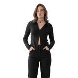 Madmext Siyah Polo Yaka Çift Fermuarlı Slim Fit Kadın Body Mg2652,Siyah S