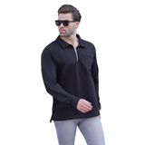 Madmext Siyah Polo Yaka Fermuarlı Uzun Kollu Erkek Sweatshirt 7057,Siyah 2XL