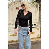 Madmext Siyah Polo Yaka Fitilli Kadın Body Mg2566,Siyah XS