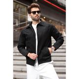 Madmext Siyah Polo Yaka Süet Erkek Ceket E7221 - XL
