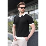 Madmext Siyah Polo Yaka Triko Erkek Tişört E7464