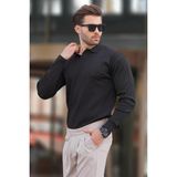 Madmext Siyah Polo Yaka Uzun Kollu Kazak Erkekler İçin Günlük Kullanım 7239 Modeli