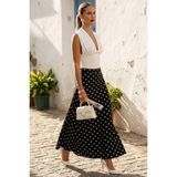 Madmext Siyah Puantiyeli Maxi Kadın Saten Etek MG2725 - XL
