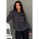 Madmext Siyah Puantiyeli Saten Kadın Gömlek MG2869 - XL