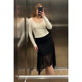 Madmext Siyah Şifon Asimetrik Kesim Midi Etek MG2777