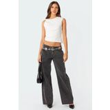 Madmext Siyah Straight Wide Kadın Jean MG1996