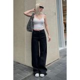 Madmext Siyah Straight Wide Kadın Jean, Normal Bel, 32 Beden