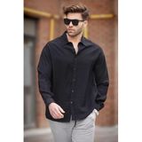 Madmext Siyah Uzun Kollu Oversize Erkek Gömlek 6733,Siyah S