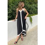 Madmext Siyah V Yaka Askılı Uzun Kadın Elbise MG2165