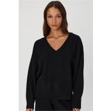 Madmext Siyah V Yaka Oversize Kadın Triko Kazak MG2149
