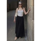 Madmext Siyah Vual Kumaş Basic Kadın Uzun Boy Kadın Etek Mg2366