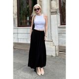 Madmext Siyah Vual Kumaş Basic Kadın Uzun Boy Kadın Etek Mg2366,Siyah S