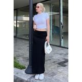 Madmext Siyah Yandan Büzgülü Maxi Etek MG2085 - XL