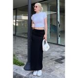 Madmext Siyah Yandan Büzgülü Maxi Etek Mg2085,Siyah S