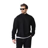 Madmext Siyah Yarım Balıkçı Yaka Erkek Basic Sweatshirt E7158,Siyah 2XL