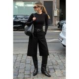 Madmext Siyah Yüksek Bel Kloş Kadın Bermuda Şort Mg2590,Siyah L