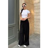 Madmext Siyah Yüksek Bel Rahat Kesim Geniş Paça Kadın Pantolon MG2309