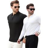 Madmext Siyah/beyaz Polo Yaka Fermuarlı Örme Kazak 2'li Set 7242 - Siyah - Beyaz - XL