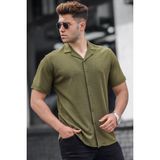 Madmext Slim Fit Haki Erkek Gömlek Düz Desenli Klasik Stil %65 Pamuk %35 Polyester 5500 - 2XL