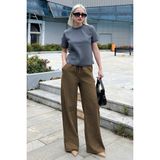 Madmext Sütlü Kahve Beli Büzgülü Bol Paça Kadın Pantolon MG2011