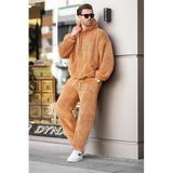 Madmext Taba Cep Detaylı Polar Erkek Eşofman Takımı E5961,Kahverengi M