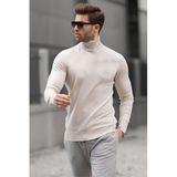 Madmext Taş Rengi Balıkçı Yaka Erkek Triko Kazak 6809,Taş Rengi 2XL
