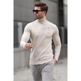 Madmext Taş Rengi Balıkçı Yaka Erkek Triko Kazak 6809,Taş Rengi XL