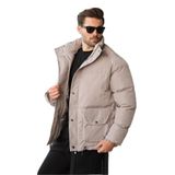 Madmext Taş Rengi Fermuarlı Çıt Kapamalı Şişme Erkek Mont E7436,Taş Rengi S