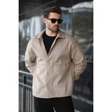 Madmext Taş Rengi Kaşe Gömlek Ceket E6765 - XL